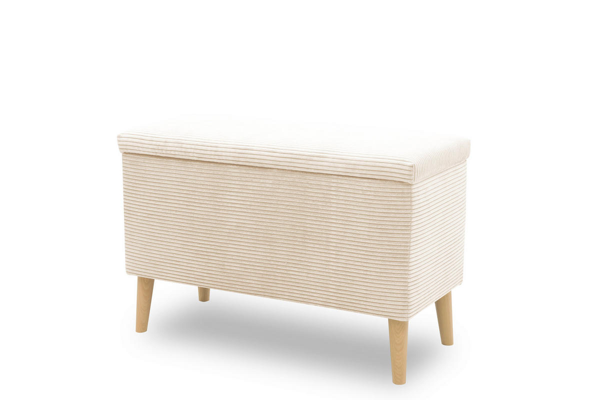 HOCKER 400 004  Cord Creme  - Creme/Naturfarben, Basics, Holz/Textil (91/58/41cm) - Livetastic