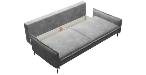 SCHLAFSOFA Chenille Dunkelgrau Rückenkissen, Bettkasten, Schlaffunktion, Rücken echt, Liegefläche im Originalstoff  - Dunkelgrau/Schwarz, KONVENTIONELL, Textil/Metall (223/89/107cm) - Carryhome