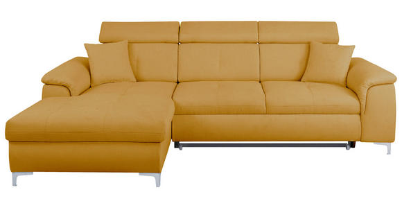 ECKSOFA Senfgelb Flachgewebe  - Chromfarben/Senfgelb, KONVENTIONELL, Textil/Metall (175/268cm) - Carryhome