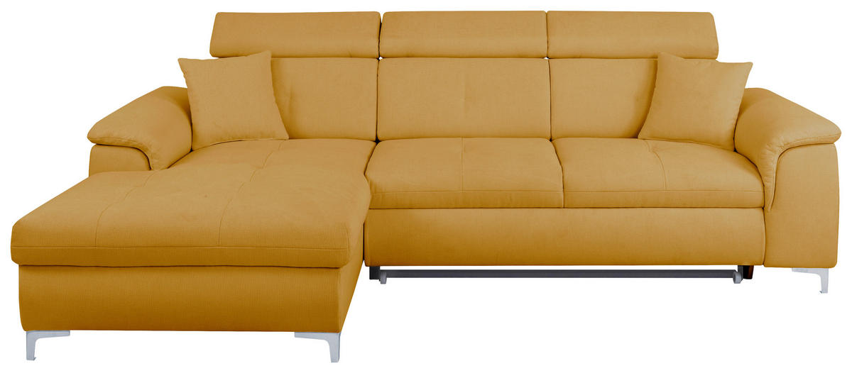 ECKSOFA in Flachgewebe Senfgelb  - Chromfarben/Senfgelb, Konventionell, Textil/Metall (175/268cm) - Carryhome