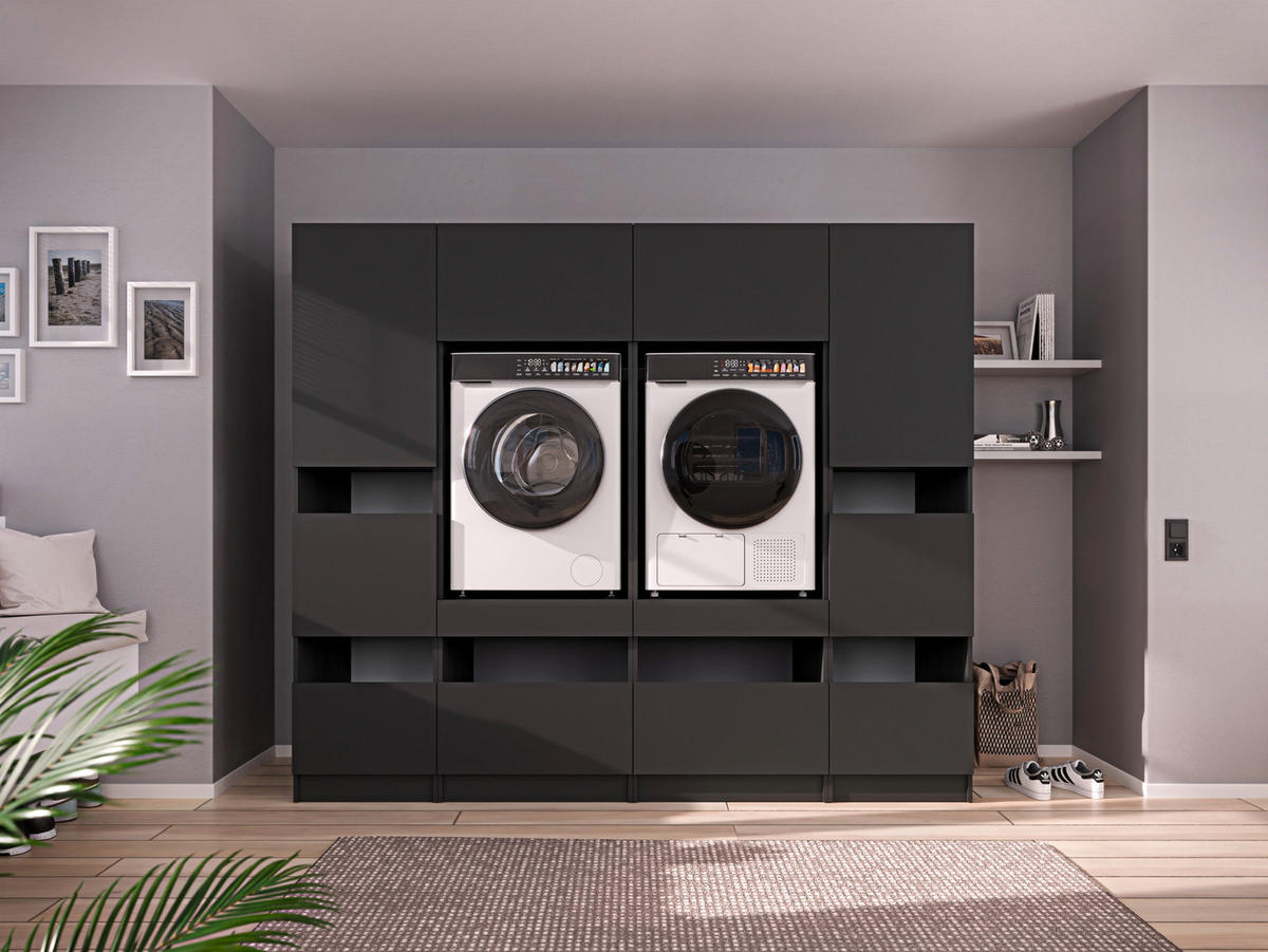 MEHRZWECKSCHRANK 50/200/68 cm  in Anthrazit  - Anthrazit/Schwarz, Design, Holzwerkstoff/Metall (50/200/68cm) - Milino