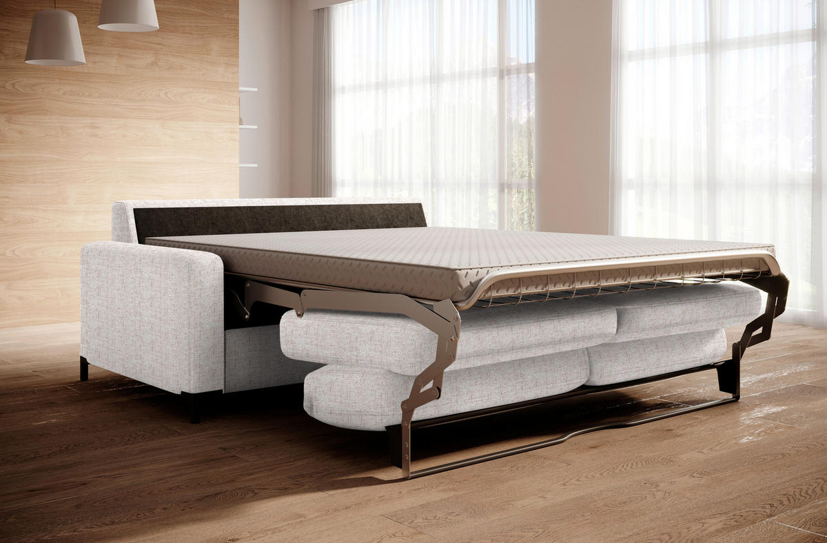 BÄDDSOFFA i vävt tyg beige  - beige/svart, Klassisk, metall/textil (187/84/97cm) - Livetastic