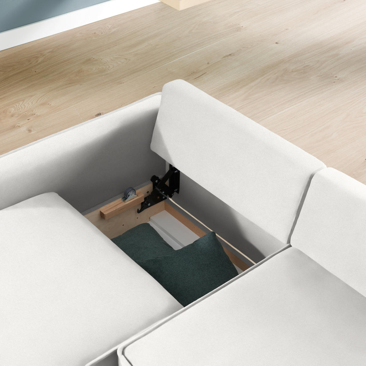 ECKSOFA in Chenille Ecru  170/237 cm  - Ecru/Eichefarben, KONVENTIONELL, Holz/Textil (170/237cm) - Sedda