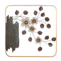 METALLBILD Blumen Braun, Goldfarben  - Goldfarben/Braun, Basics, Metall (50,5/50,5/3cm)