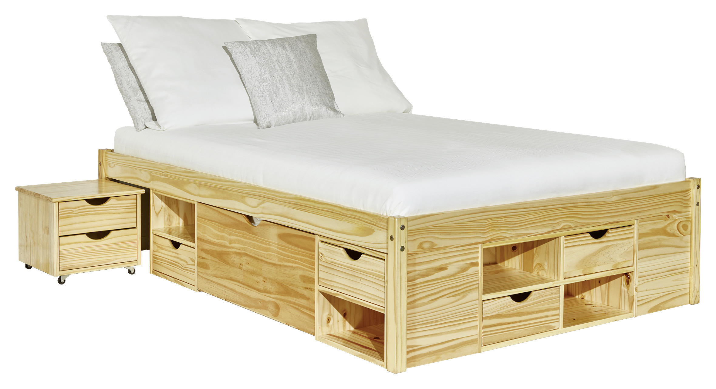 Stauraumbett 180/200 cm in Naturfarben