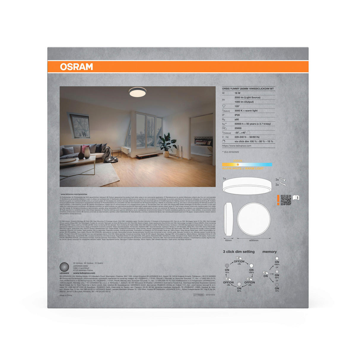 LED-DECKENLEUCHTE 28.5/6.5 cm  - Basics, Metall (28.5/6.5cm) - Osram