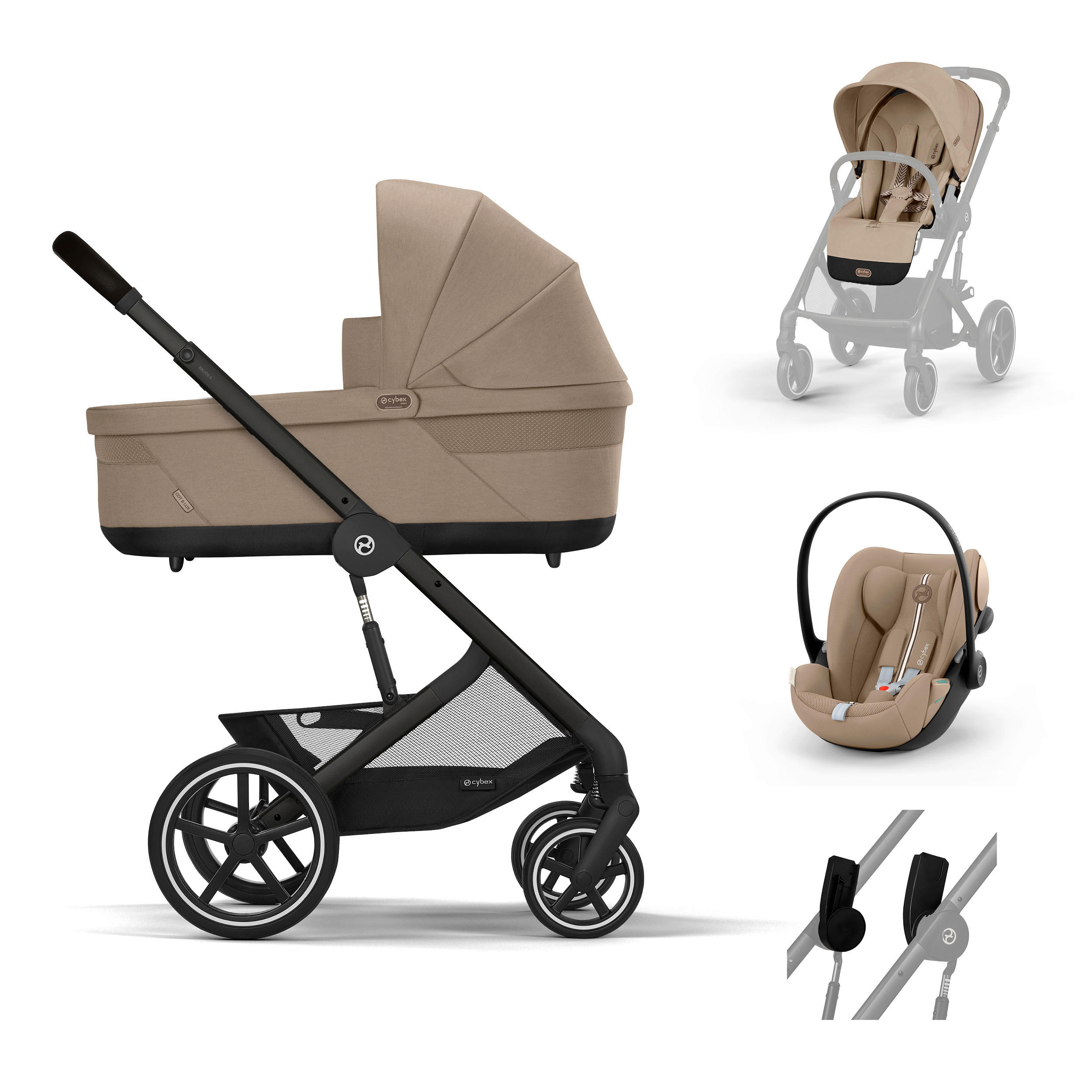 SET OTROŠKEGA VOZIČKA - črna/bež, Basics, kovina/umetna masa (87/60/108cm) - cybex GOLD