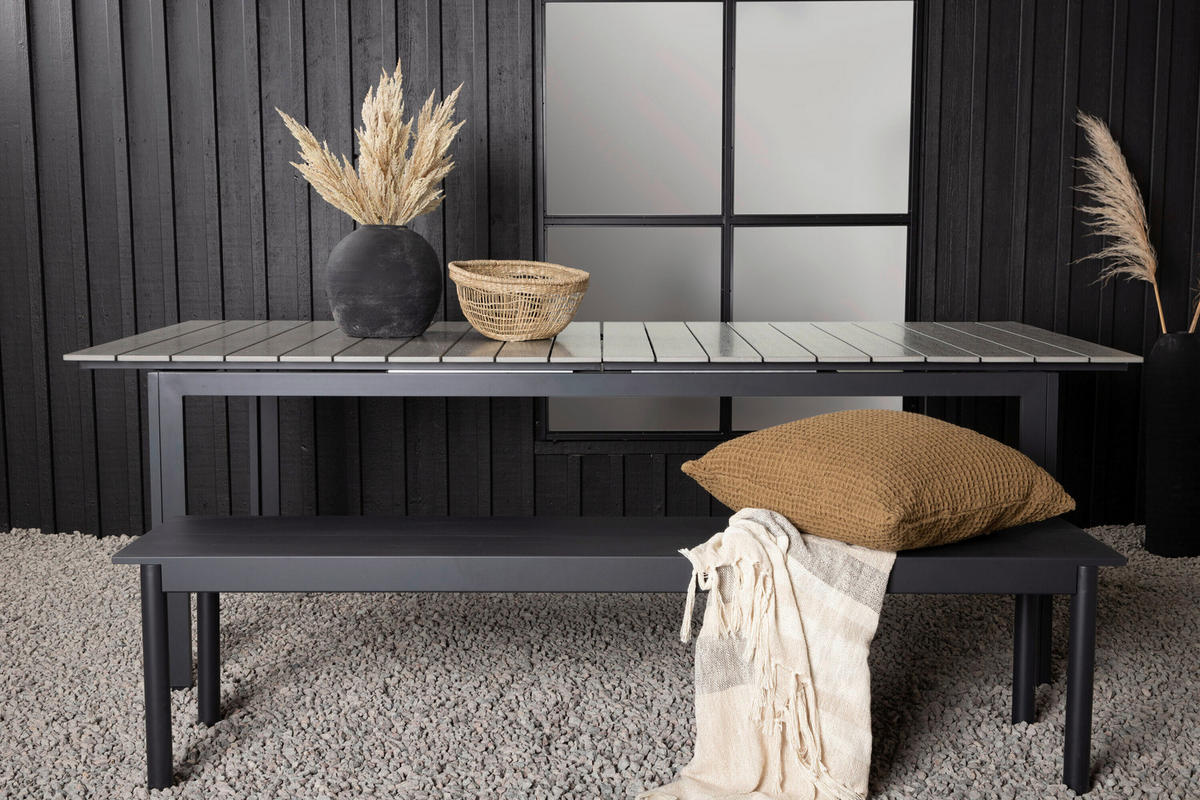 GARTENTISCH 229/100/75 cm  - Schwarz/Grau, MODERN, Kunststoff/Metall (229/100/75cm) - Gardenson