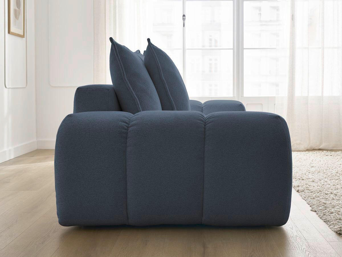 SCHLAFSOFA EVEREST  mit Armteil links, Armteil rechts Flachgewebe Dunkelblau  - Schwarz/Dunkelblau, MODERN, Kunststoff/Textil (278/115/90cm) - Livetastic