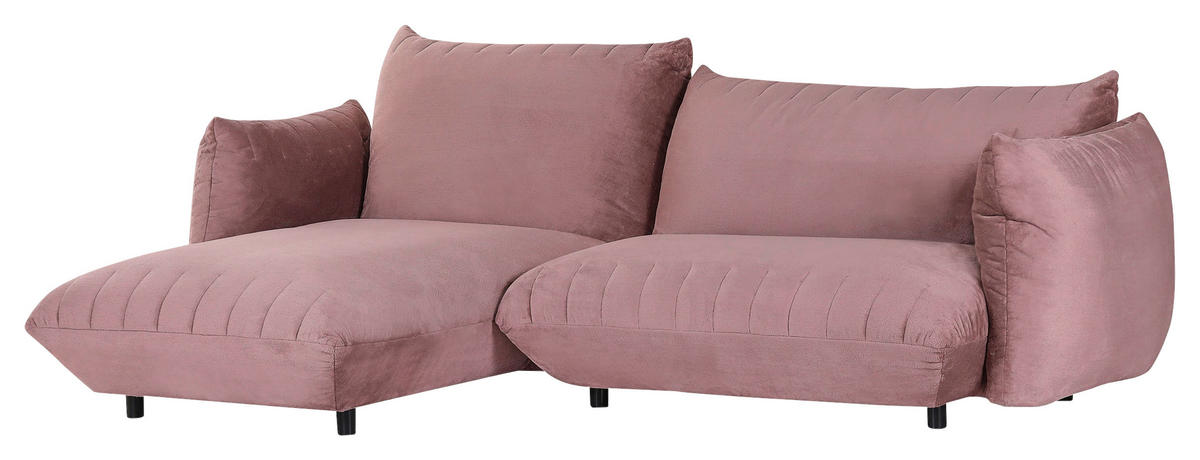 HÖRNSOFFA i plysch rosa  - svart/rosa, Klassisk, textil/plast (170/270cm) - MID.YOU