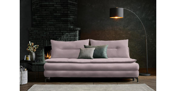SCHLAFSOFA in Flachgewebe Rosa - Schwarz/Rosa, MODERN, Textil/Metall (208/73/92/102cm) - Novel