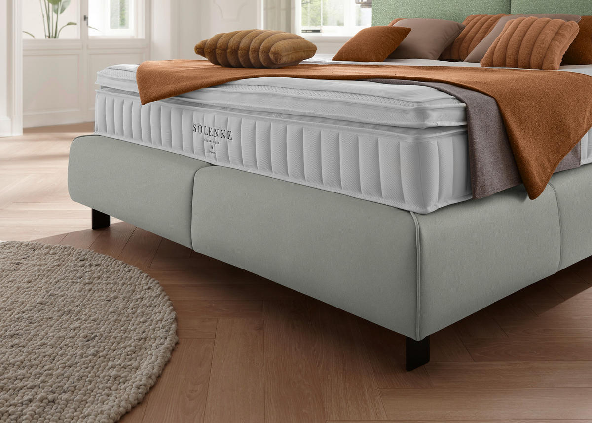 BOXSPRINGBETT 180/200 cm  in Hellgrau, Mintgrün  - Hellgrau/Schwarz, Design, Textil/Metall (180/200cm) - Johann Jakob