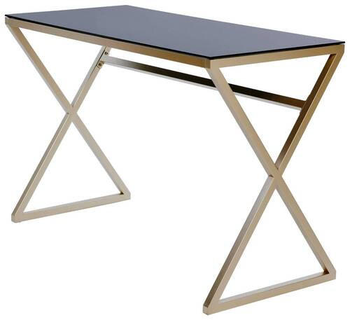 SCHREIBTISCH 110/50/72 cm  in Goldfarben, Schwarz  - Goldfarben/Schwarz, Modern, Glas/Metall (110/50/72cm) - Livetastic