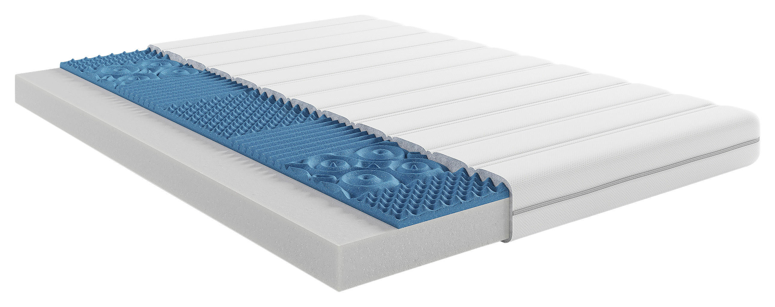 WENDEMATRATZE 200/200 cm, Höhe ca.: 15 cm, H2 + H3 = mittel + fest,  - Weiß, Basics, Textil (200/200cm) - Chameo