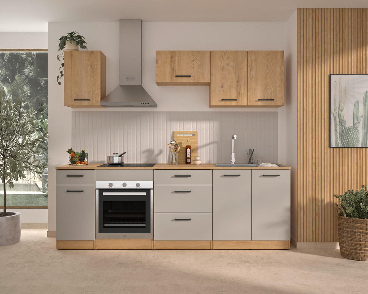 KÜCHENLEERBLOCK   in Beige, Beigebraun  - Beige/Beigebraun, Trend, Holzwerkstoff/Metall (240/211/60cm) - MID.YOU