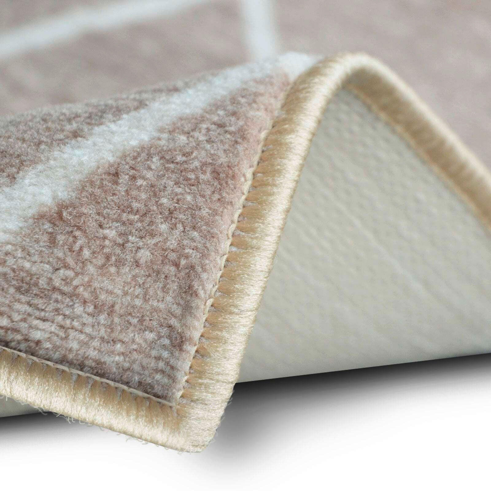 Thumbnail - Novel Läufer Cosenza, Hellbraun, Weiß, Textil, Raute, rechteckig, 80x450 cm, pflegeleicht, Teppiche & Böden, Teppiche, T...