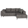 ECKSOFA Dunkelgrau Cord  - Dunkelgrau/Schwarz, Design, Kunststoff/Textil (177/276cm) - MID.YOU