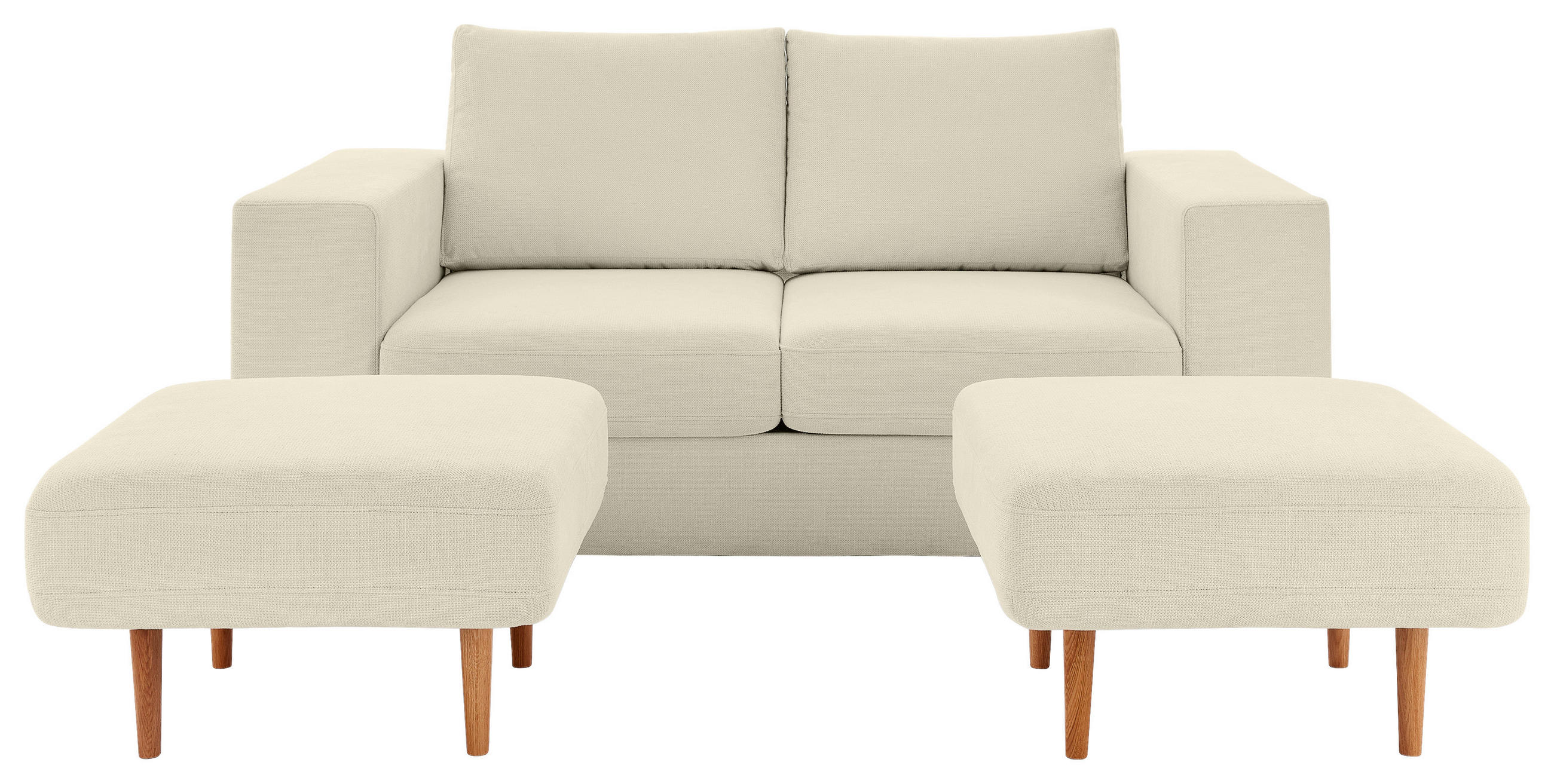 2,5-sitzer-sofa Looks Mit Hocker In Creme Beine Eiche