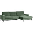 ECKSOFA in Cord Olivgrün  - Schwarz/Olivgrün, Design, Textil/Metall (302/180cm) - Venda