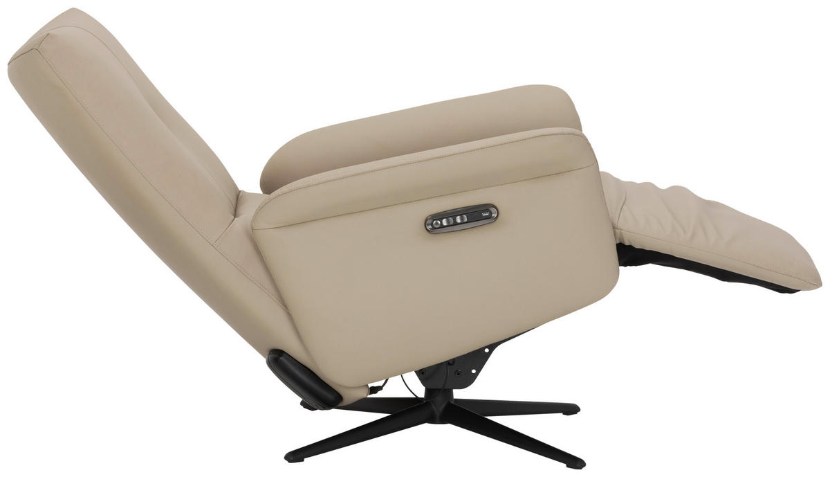RELAXSESSEL Lederlook Echtleder    - Beige/Schwarz, KONVENTIONELL, Leder/Textil (75/111/90cm) - Livetastic