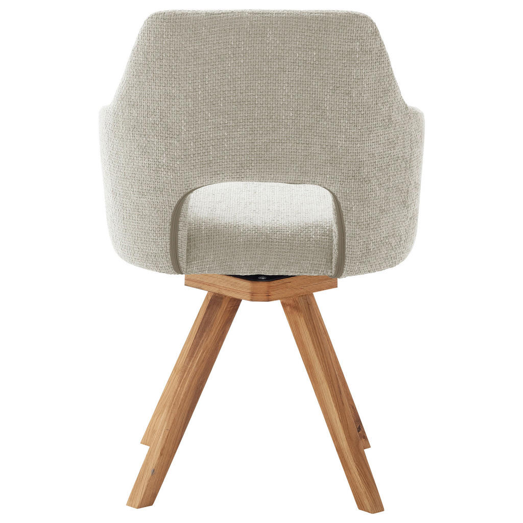 Thumbnail - Voleo Armlehnstuhl, Hellgrau, Wildeiche, Holz, Textil, Wildeiche, massiv, eckig, Drehkreuz, 57x84x57 cm, Stoffauswahl, S...