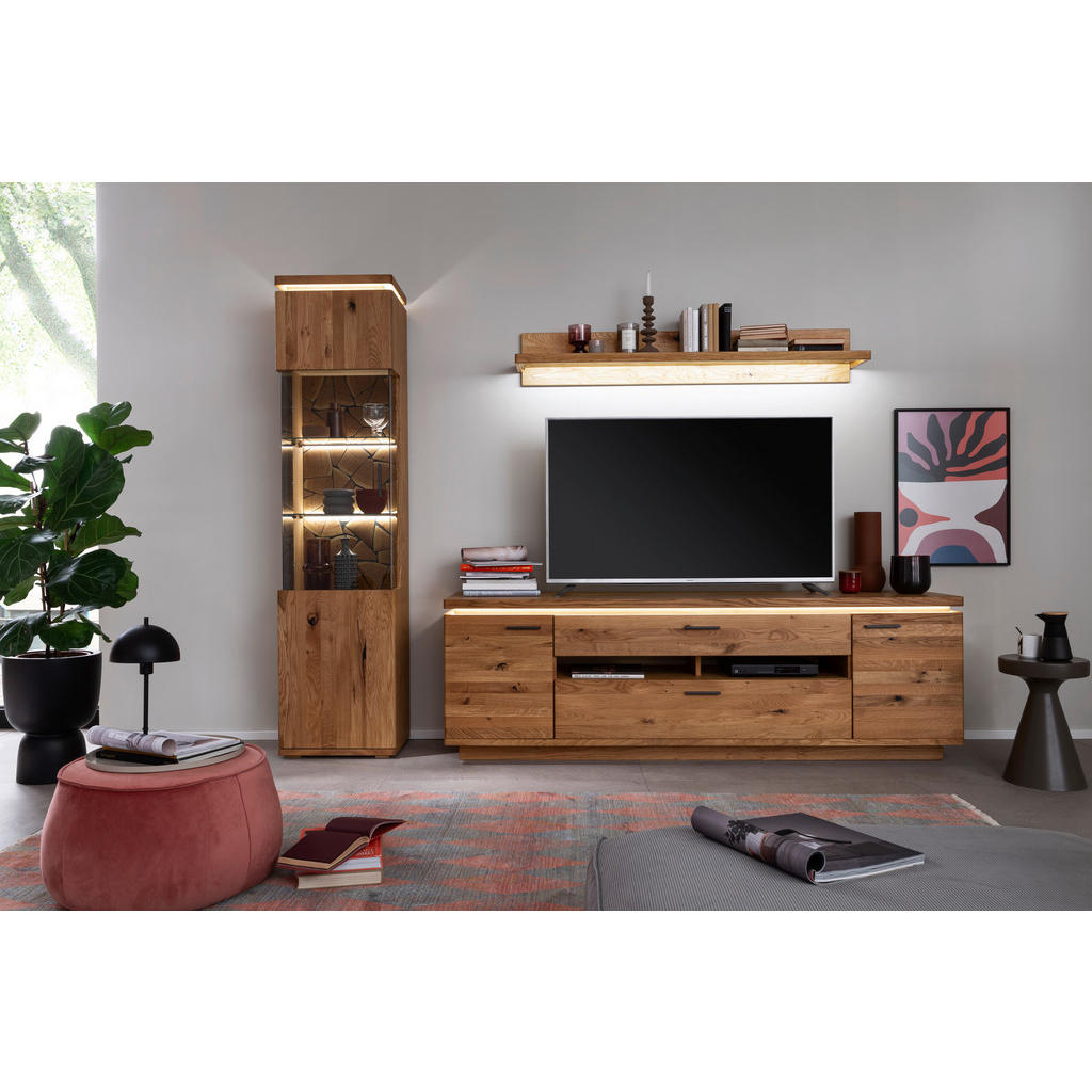 VITRINĂ in furniruit masiv stejar rustic gri culoare lemn stejar