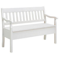 SITZBANK 130/93/58 cm Weiß Kiefer massiv  - Weiß, ROMANTIK / LANDHAUS, Holz (130/93/58cm) - Boxxx