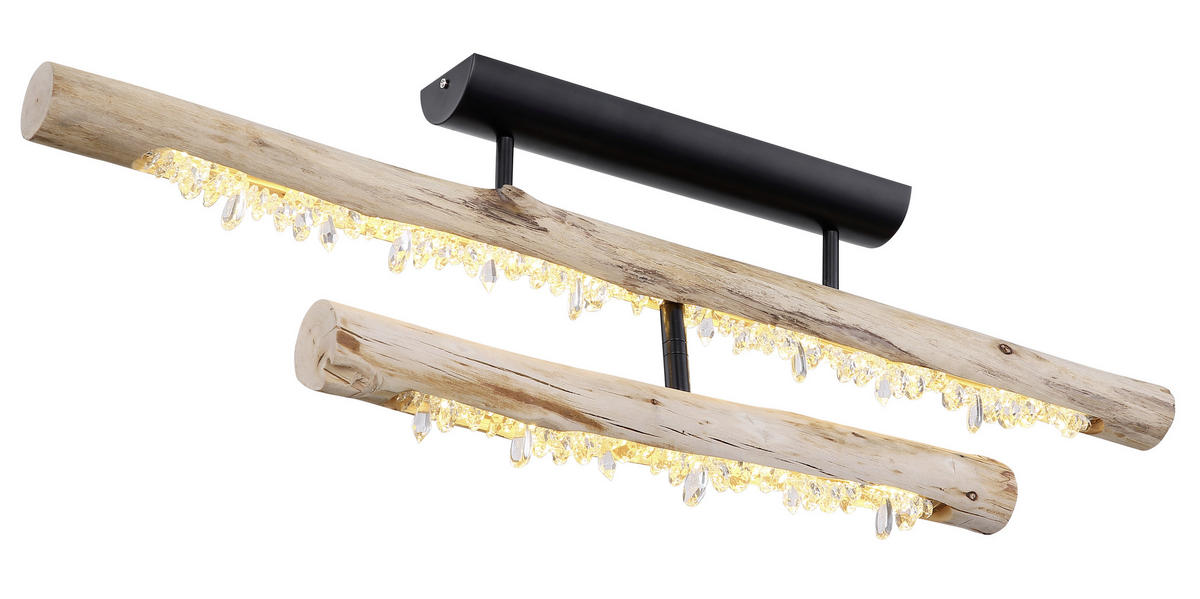LED-DECKENLEUCHTE 30 W    100/8/30 cm  - Klar/Schwarz, Natur, Holz/Kunststoff (100/8/30cm) - Globo