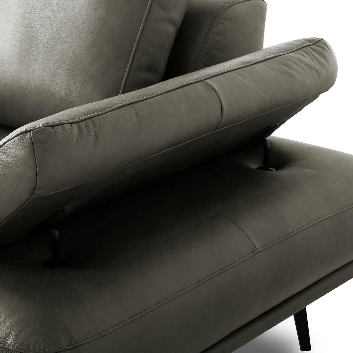 ECKSOFA Grau Echtleder  - Schwarz/Grau, Design, Leder/Metall (237/306cm) - Livetastic