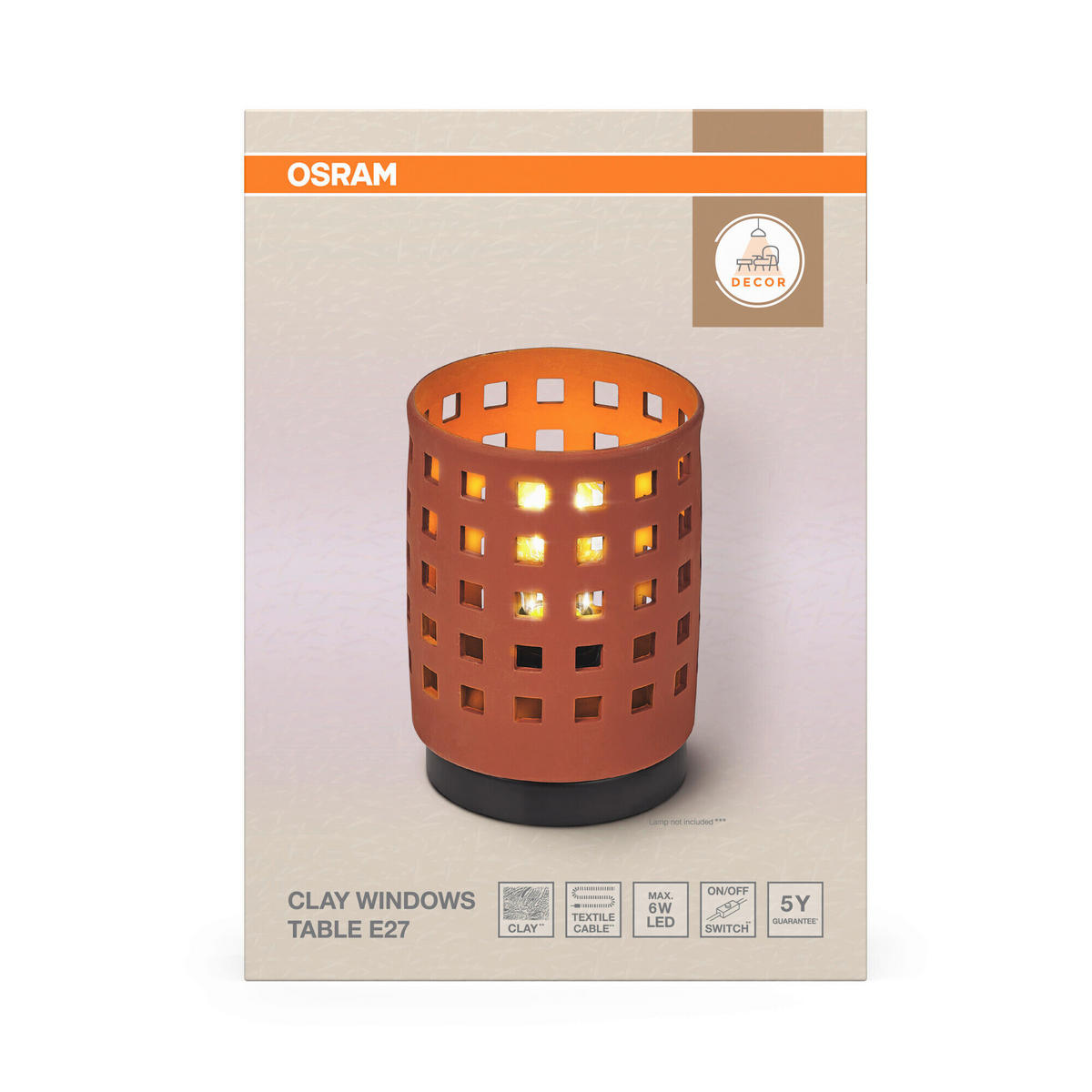 TISCHLEUCHTE 14.5/20.3 cm   - Braun, Basics, Stein/Metall (14.5/20.3cm) - Osram