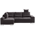 ECKSOFA  in Flachgewebe Dunkelbraun  188/260 cm  - Dunkelbraun, Design, Textil/Metall (188/260cm) - Hom`in