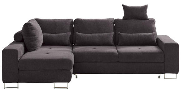 ECKSOFA  in Flachgewebe Dunkelbraun  188/260 cm  - Dunkelbraun, Design, Textil/Metall (188/260cm) - Hom`in