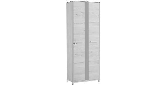 GARDEROBENSCHRANK in 72/195/37 cm - Edelstahlfarben/Eichefarben, Natur, Glas/Holz (72/195/37cm) - Novel