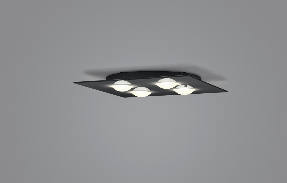 LED-DECKENLEUCHTE 38/38/5 cm   - Schwarz, Design, Metall (38/38/5cm) - Helestra