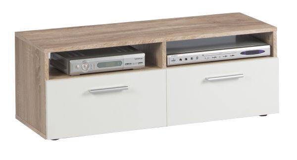 TV-ELEMENT bela, hrast sonoma  - srebrne barve/bela, Design, umetna masa/leseni material (95/35/36cm) - Boxxx
