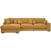 ECKSOFA  in Cord Senfgelb Zierkissen, Rückenkissen  205/340 cm  - Senfgelb/Schwarz, Design, Kunststoff/Textil (205/340cm) - Lomoco