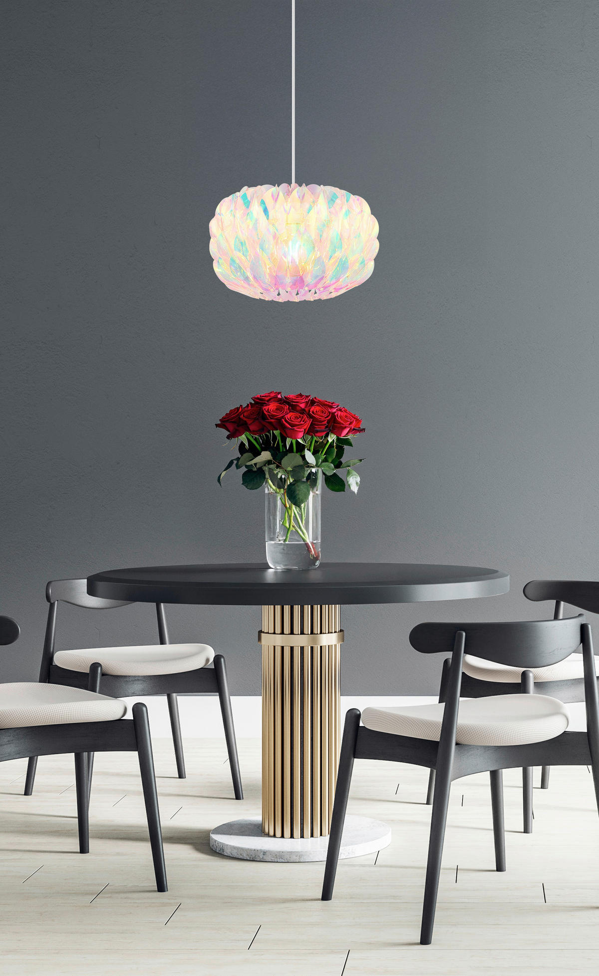 HÄNGELEUCHTE Juana 35/120 cm  - Klar/Chromfarben, Design, Kunststoff/Metall (35/120cm) - Globo