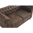 CHESTERFIELD-SOFA Lederlook, Mikrofaser Braun, Schwarz  - Schwarz/Braun, Trend, Holz/Textil (165/73/87cm) - Xora