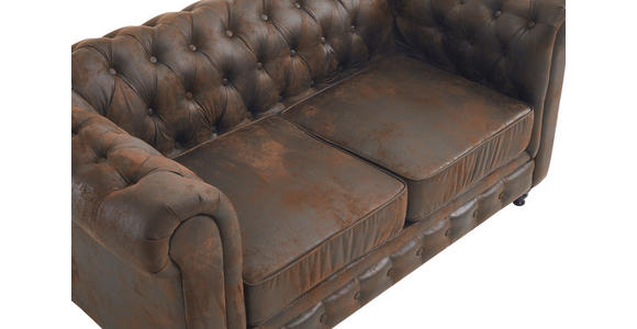 CHESTERFIELD-SOFA Lederlook, Mikrofaser Braun, Schwarz - Schwarz/Braun, Trend, Holz/Textil (165/73/87cm) - Xora