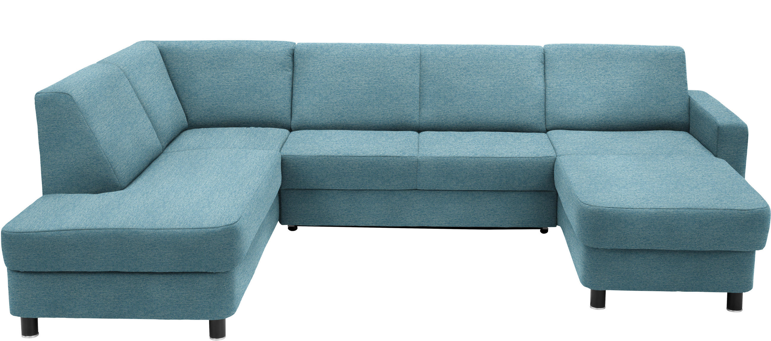 WOHNLANDSCHAFT in Webstoff Hellblau  - Schwarz/Hellblau, Design, Holz/Textil (198/296/165cm) - Xora