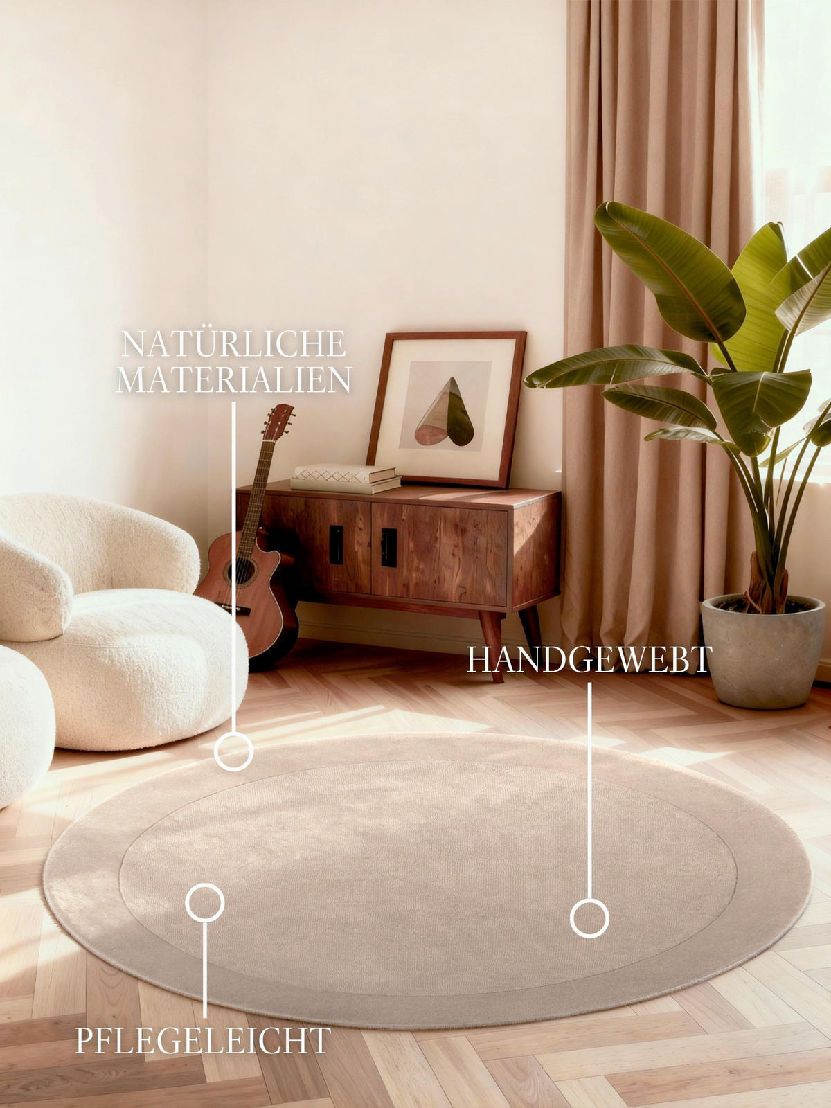 WOLLTEPPICH 150 cm Beige rund  - Beige, Basics, Textil (150cm) - Villeroy & Boch