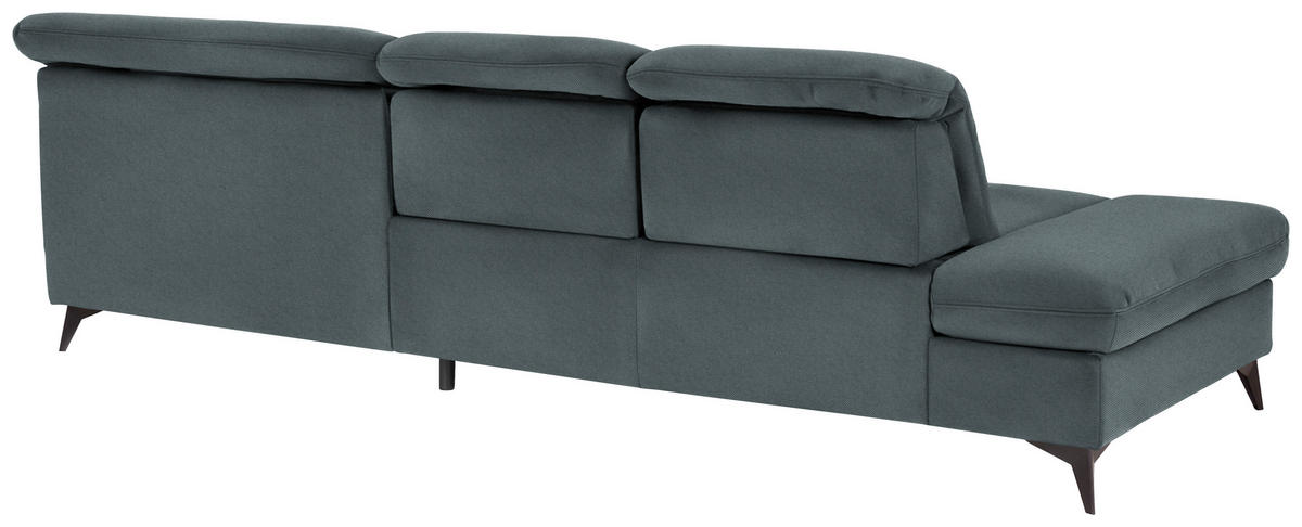 ECKSOFA Chenille Blau  - Blau/Schwarz, Design, Textil/Metall (288/198cm) - Beldomo Style