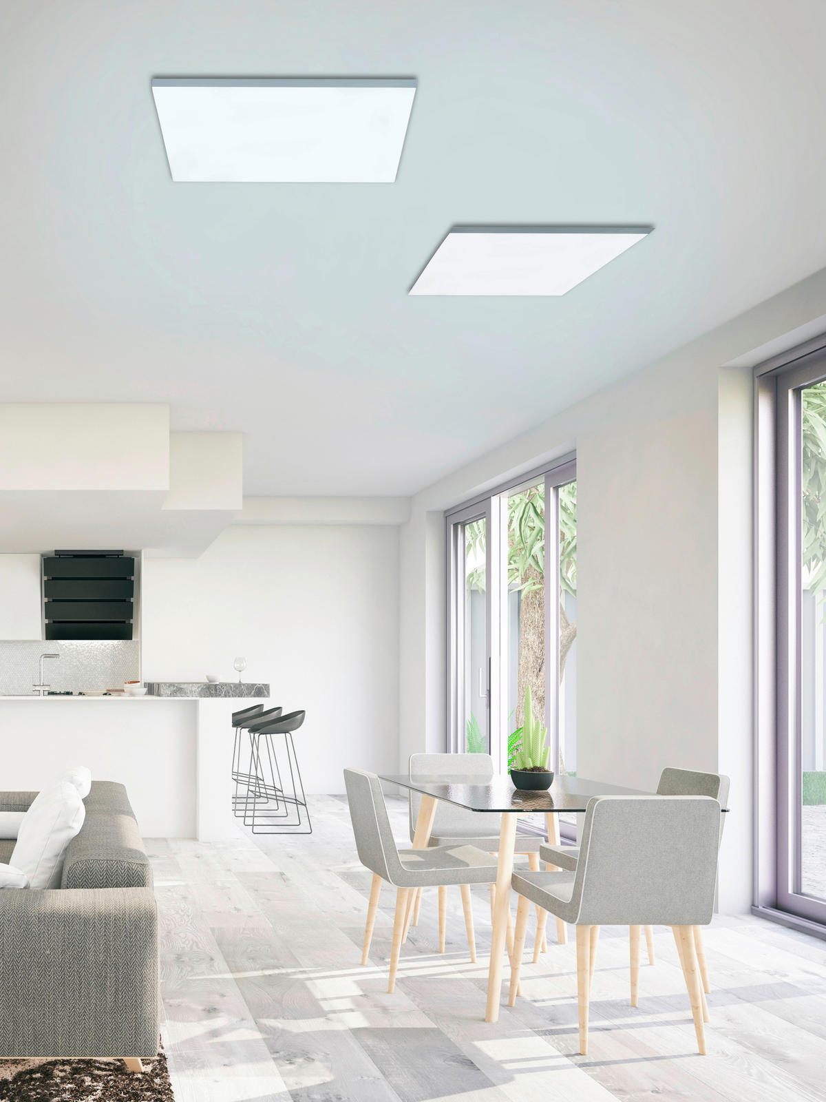 LED-DECKENLEUCHTE Canvas 59,5/59,5/7,2 cm   - Design, Kunststoff/Metall (59,5/59,5/7,2cm)