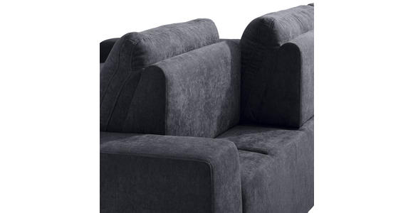 ECKSOFA Schwarz Flachgewebe  - Schwarz, Design, Textil/Metall (188/260cm) - Hom`in