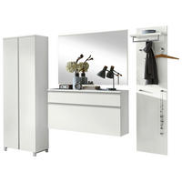 GARDEROBE 4-teilig  in 250/196/37 cm  - Weiss/Silberfarben, Design, Holzwerkstoff (250/196/37cm)