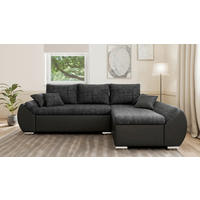 ECKSOFA  AURO Schwarz  - Silberfarben/Schwarz, Design, Kunststoff/Textil (275/155cm) - MID.YOU