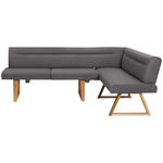 ECKBANK 230/170 cm Samt Grau, Eichefarben Wildeiche massiv   - Eichefarben/Grau, KONVENTIONELL, Holz/Textil (230/170cm) - Moderano