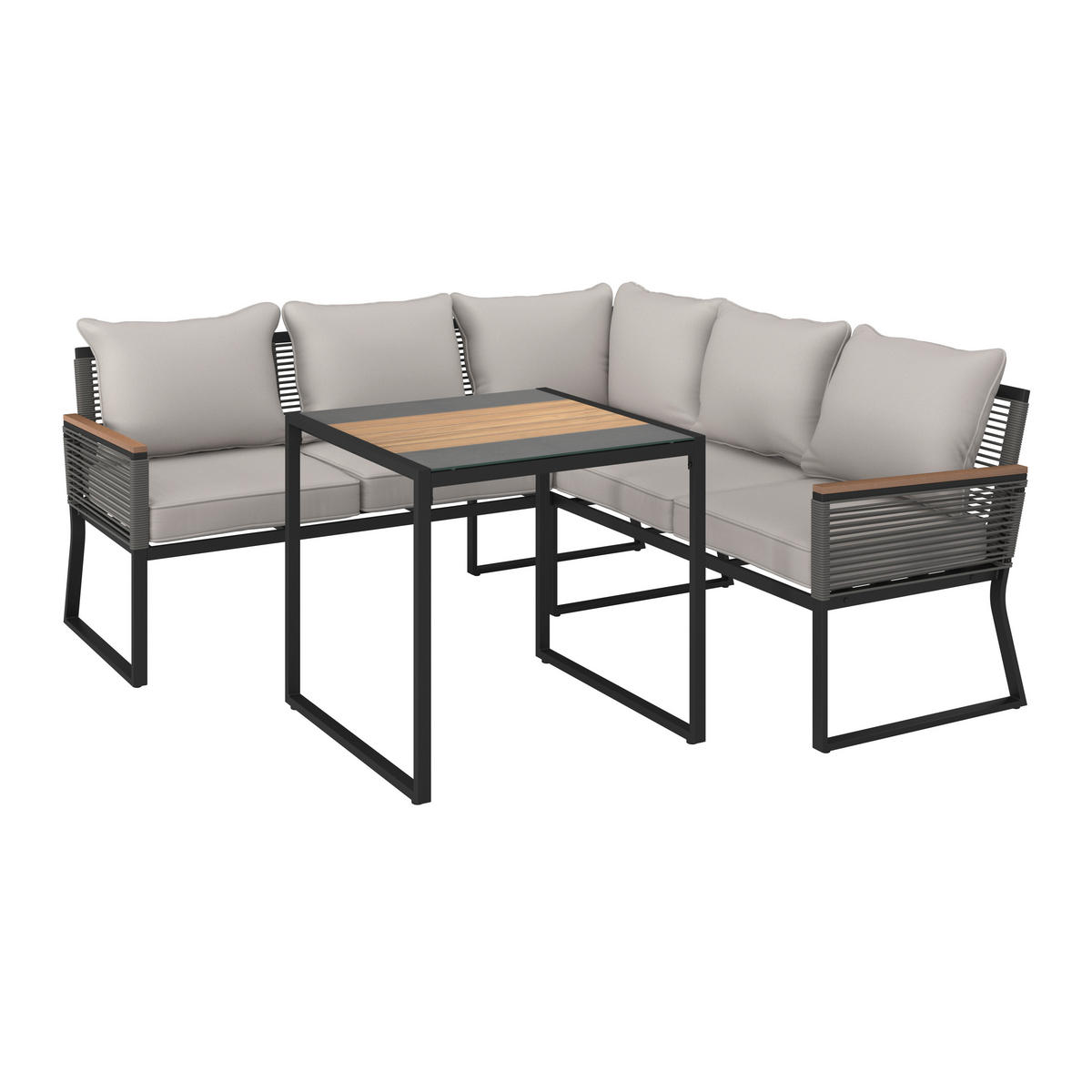 BAŠT. GARNITURA ZA RUČAVANJE 2 dela  - prirodna boja/svetlosiva, Moderno, staklo/metal (181/73/65cm) - Bessagi Garden