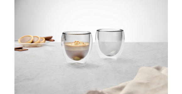 KAFFEEGLAS - Grau, KONVENTIONELL, Glas (8,8/8,9cm) - Novel
