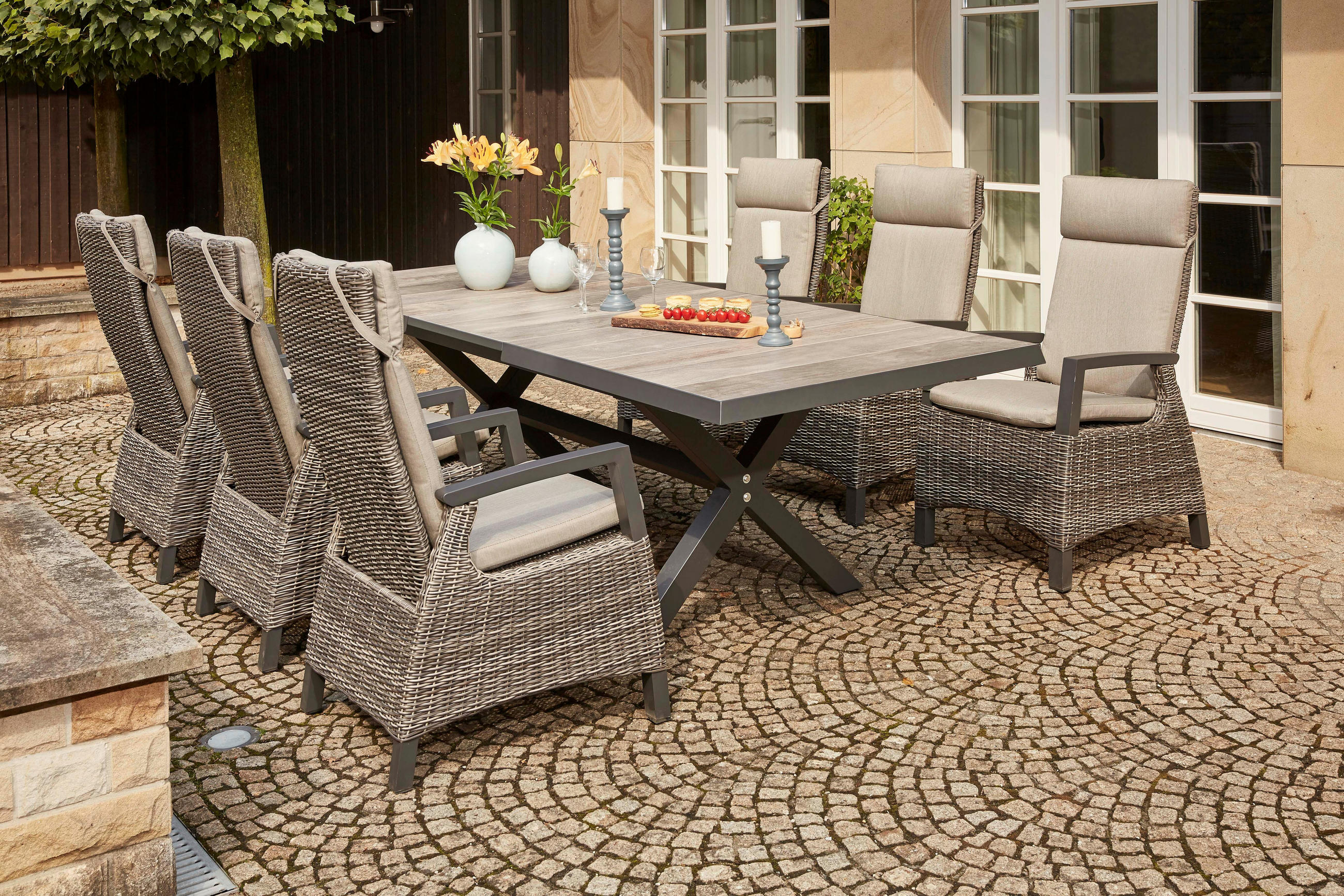 LOUNGEGARNITUR 7-teilig   72/103/83 cm Aluminium  - Grau, Basics, Keramik/Kunststoff (72/103/83cm) - Siena Garden